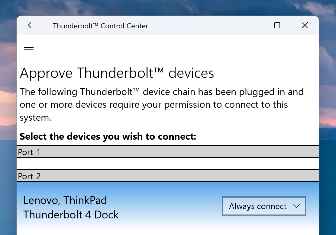 Thunderbolt Control Center